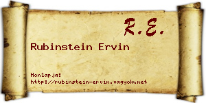 Rubinstein Ervin névjegykártya